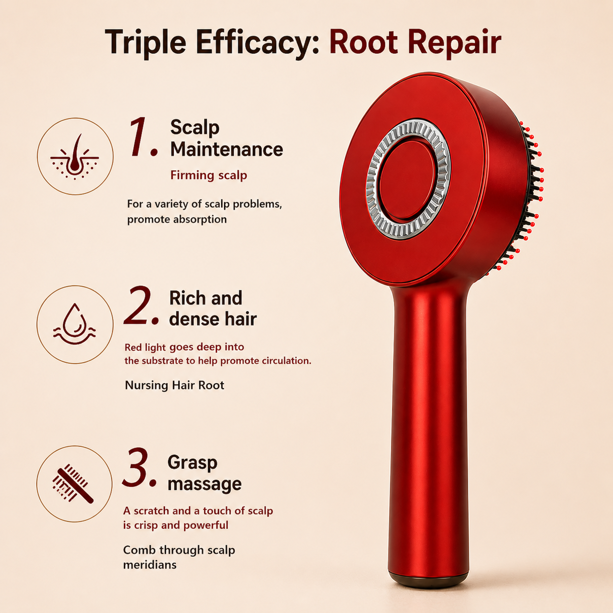 Revitalize Your Scalp with the Electric Scalp Vibration Massage Comb - Infrared Head Knead Massager for Hair Growth and Relaxation