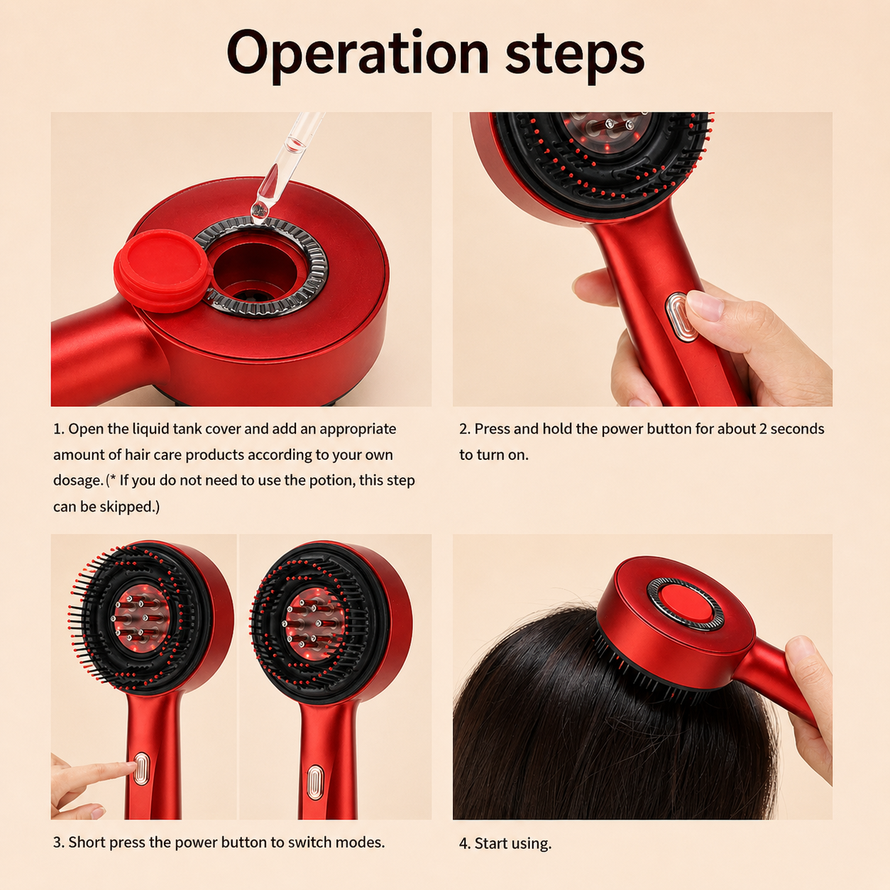 Revitalize Your Scalp with the Electric Scalp Vibration Massage Comb - Infrared Head Knead Massager for Hair Growth and Relaxation