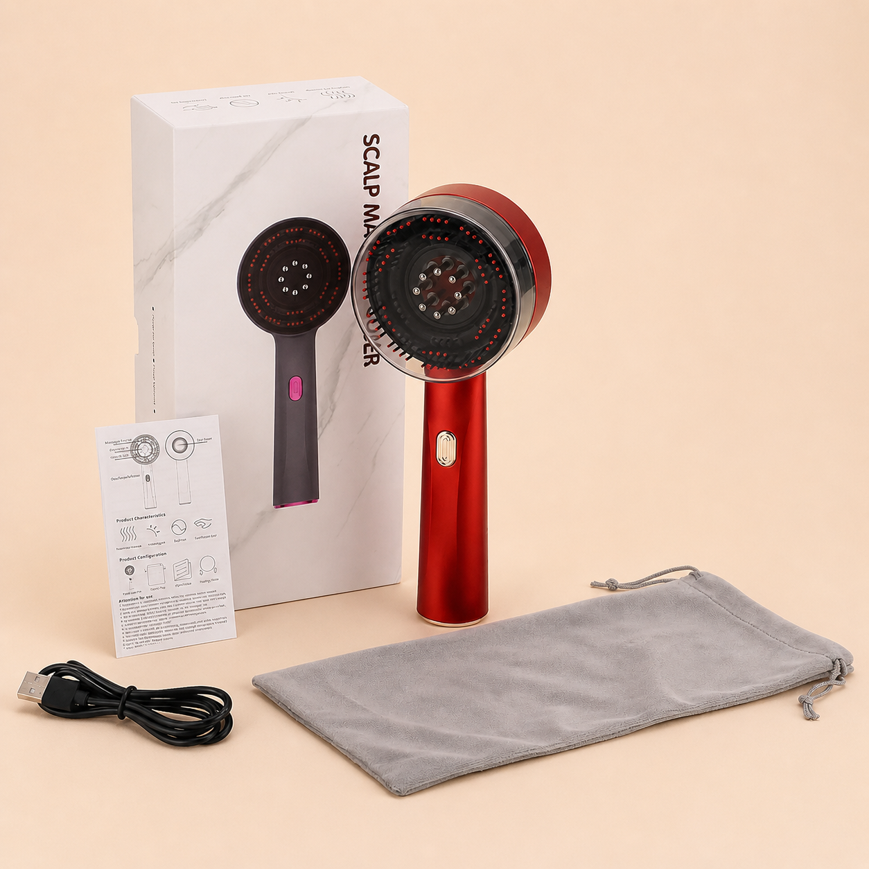 Revitalize Your Scalp with the Electric Scalp Vibration Massage Comb - Infrared Head Knead Massager for Hair Growth and Relaxation